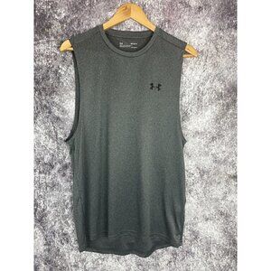 Under Armour Grey Black Training Shirt Top Tee Tank Men's Sport Loose Fit Medium